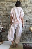 Basso Button Drape Cap Sleeve Shirt Seashell